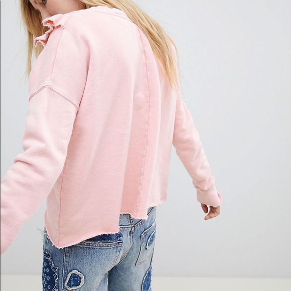 Free People Oh LaLa Ruffled sweatshirt NWT - Picture 2 of 3